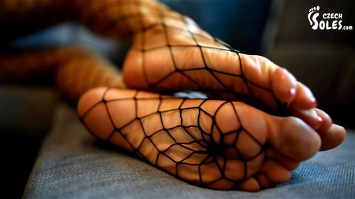 best of Foot footjob feet mesh tights